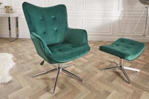 Designová otočná židle Joe - zelený samet - Skladem