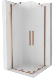 Mexen Velar Duo, sprchový kout s posuvnými dveřmi 80 x 80 cm, 8mm sklo námraza, měděná matná, 871-080-080-32-65