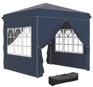 Pavilon Outsunny 2,5x2,5 m, voděodolný stabilní zimní sklopný pavilon, UV ochrana 50+, skládací párty stan s 4 bočními panely, taška na zahradní pavil