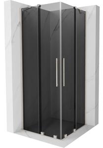 Mexen Velar Duo, sprchový kout s posuvnými dveřmi 80 x 80 cm, 8mm šedé sklo, broušená ocel, 871-080-080-42-97