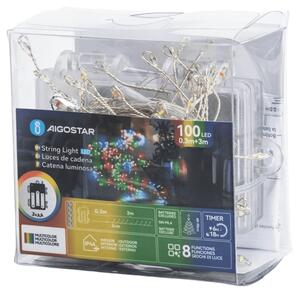 Aigostar - LED Venkovní vánoční řetěz 100xLED/8 funkcí 3xAA 3,3m IP44 multicolor