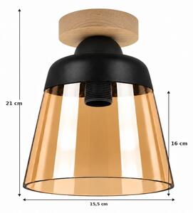 BRILAGI-LED Stropní svítidlo R GLASS 1xE27/60W/230V pr. 15,5cm dub/kouř béžová
