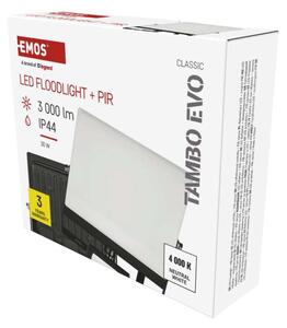 EMOS Lighting LED reflektor TAMBO EVO se senzorem pohybu, 30 W, 3000 lm, IP65, černý