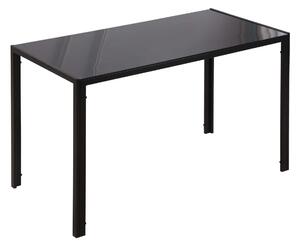 HOMCOM Stůl do jídelny pro 4 osoby, kuchyňský stůl s tvrzeným sklem, černý, 120 x 60 x 75 cm | Aosom