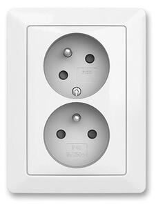 ABB 5513T-C02157 500 - Dvojitá zásuvka domovní s rámečkem ZONI 250V bílá