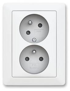ABB 5513T-C02157 240 - Dvojitá zásuvka domovní s rámečkem ZONI 250V matná bílá