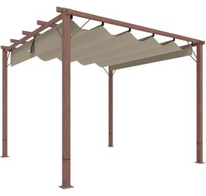 Pergola Outsunny přibližně 3x3m - Zahradní pavilon s magnetickou podložkou, hliníkový slunečník, pavilon se sklopnou střechou, volně stojící, UV ochra