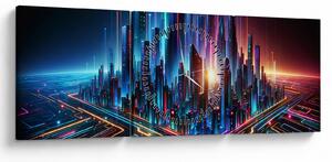 Obraz - Město budoucnosti (s hodinami) (90x30 cm)