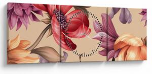 Obraz - Vintage květy (s hodinami) (90x30 cm)