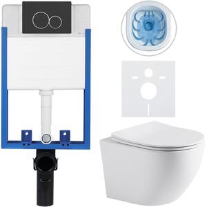 Kompletní podomítkový WC set Lite/Cesso - bílá matná - WC tlačítko Duo, černá matná - k zazdění - 49x36 cm - 8050BD84216