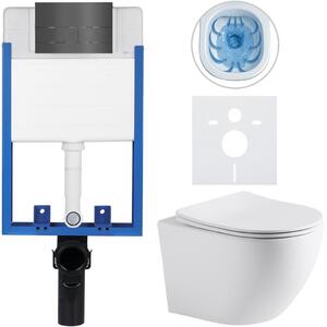 Kompletní podomítkový WC set Lite/Cesso - bílá matná - WC tlačítko Line, tmavě šedá - k zazdění - 49x36 cm