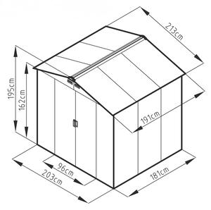 Zahradní domek ARES B 4,07 m² antracit + podlahová konstrukce ARES B IWH-10230002 + IWH-10240002