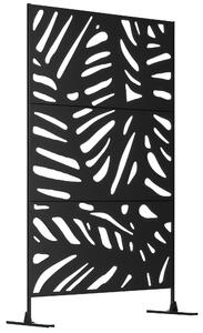 Zahradní závěs Outsunny 122 x 198 cm - balkonový závěs se stojanem, příčka, rozdělovací panel s listovým vzorem pro terasu, zahradu, ocel, černý | Aos