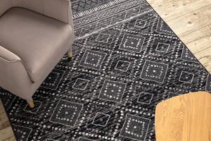 Makro Abra Kusový koberec vlněný ANGEL 7886 / 52055 Romby Etno šedý béžový Rozměr: 80x150 cm