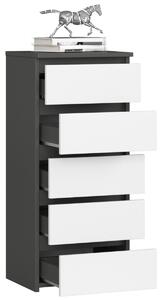 Ak furniture Komoda CL5 s 5 zásuvkami černý grafit/bílá