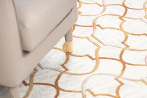 Makro Abra Kusový koberec vlněný ANGEL 7905 / 52822 Ornament Geometrický béžový zlatý Rozměr: 200x300 cm