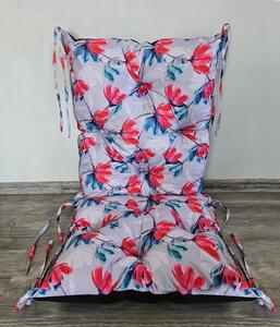 Zahradní prošívaný podsedák na židli s opěrkou CALLUM vzor 132 50x50x80 cm Mybesthome