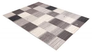 Makro Abra Kusový koberec vlněný ANGEL 7961 / 52022 Geometrický čtverce béžový šedý Rozměr: 80x150 cm
