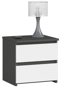 Ak furniture Noční stolek CL2 s 2 zásuvkami černý grafit/bílý