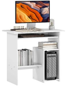 HOMCOM Stůl, 80 x 45 cm, Počítačový stůl, Kancelářský stůl s výsuvným zásuvkovým prostorem, Otevřené přihrádky a police, Dřevotřísková deska, pro Domá