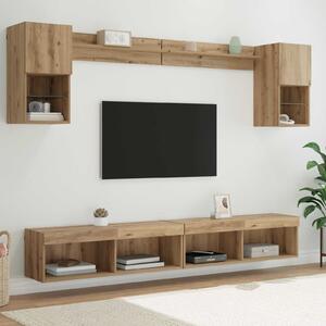 TV nástěnné jednotky s LED 6 ks Artisanový dub Kompozitní dřevo 3402956