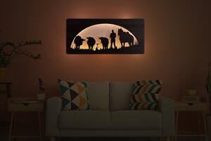 "Člověk, kůň a býk" světelný obraz s baterií RGBW 100x45 cm varianta: ovládání na obraze včetně dálkového ovladače, provedení: dub B