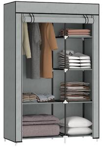HOMCOM Textilní Skříň s 6 Policemi, Oblečkový Prut, Skříň na Zip pro Oblékací Pokoj a Ložnici, 103 x 43 x 162,5 cm, Světle Šedá | Aosom