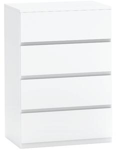 HOMCOM Komoda s 4 Zásuvkami - Moderní Úložný Kabinet pro Obývací Pokoj, Ložnici, Chodbu, Bílá, 55 x 33 x 80 cm | Aosom