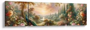 Obraz - Pávi v zahradě (170x50 cm)
