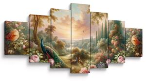 Obraz - Pávi v zahradě (210x100 cm)