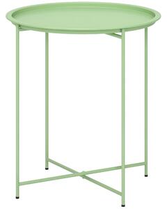 Skládací boční stůl Outsunny Ø46 x 50 cm - Kulatý balkonový stůl odolný proti povětrnostním vlivům s skládacími nohami, Camping stůl, Skládací konfere