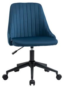 Vinsetto Otočná kancelářská židle Ergonomický design s nastavitelnou výškou 360° otočná pěnová sametová polyesterová modrá 50 x 58 x 77-87 cm | Aosom