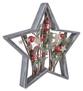Vánoční dřevěná hvězda s dekoracemi - 39*5*39 cm