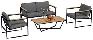 Zahradní nábytek Outsunny pro 4 osoby - Odolný balkonový set s 2 místnou pohovkou, 2 židlemi, polstrováním a stolkem - Venku ideální sedací souprava p
