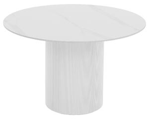 KONDELA Jídelní stůl, bílý mramor/MDF, průměr 120 cm, MAHIR TYP 1