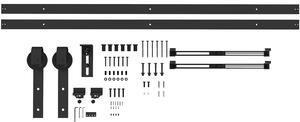 HOMCOM Sada kování pro posuvné dveře 244 cm – Kompletní set s funkcí tlumení, kolejničkami, kolečky, protišplhacími zařízeními, zarážkami dveří, vodič