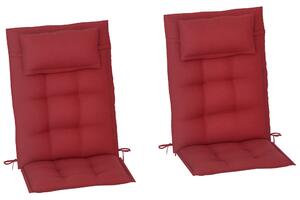 Outsunny Sada 2 Polštářů pro Lehátka Voděodolný Polštář pro Zahradní Lehátka 50x116x5 cm, Bordó | Aosom