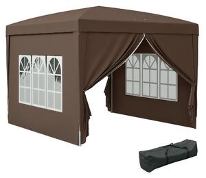 Outsunny Pavilon přibližně 3x3m, Vodotěsný Stabilní Zimní Skládací Pavilon, UV Ochrana 50+, Skládací Party Stan Zahradní Stan se 4 Bočními Panely a Ta