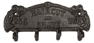 Kovový vintage věšák Haircut and Shave - 28*7*12 cm