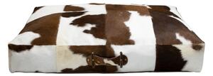 Kožený sedací polštář z kravské kůže bílá/hnědá - 100*70*15cm