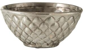 Stříbrná keramicka miska/květináč Checkered - Ø23*11 cm