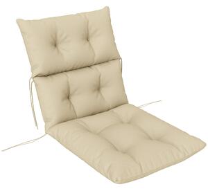Polstr na židli Outsunny, 115x56 cm s upevňovacími popruhy a opěrkou, 10 cm silná výplň, voděodolný polstr pro domov, zahradu, kancelář, židle, béžový