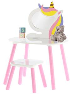 Dětský toaletní stolek s taburetkou Lillyann (bílá + růžová). 1052689