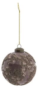 Lila vánoční koule s korálky 4ks - Ø 8 cm