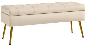 HOMCOM Úložná lavice s čalouněným sedákem, Ottoman se víkem, Bed Bench s sametovým vzhledem, pro chodbu, ložnici, obývací pokoj, kovový rám 102 x 35 x