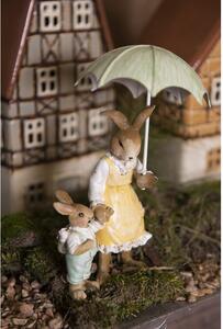 Dekorace dvou králíků pod deštníkem - 9*4*13 cm