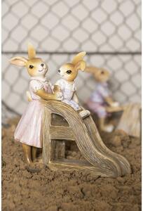 Velikonoční dekorace králíků u skluzavky - 14*6*15 cm