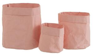 Set 3ks růžových květináčů z voděodolného papíru - 20*20*21 cm