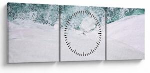 Obraz - Tyrkysová abstrakce (s hodinami) (90x30 cm)