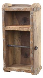 Dřevěný antik nástěnný držák na toaletní papír Brick - 15*10*30 cm